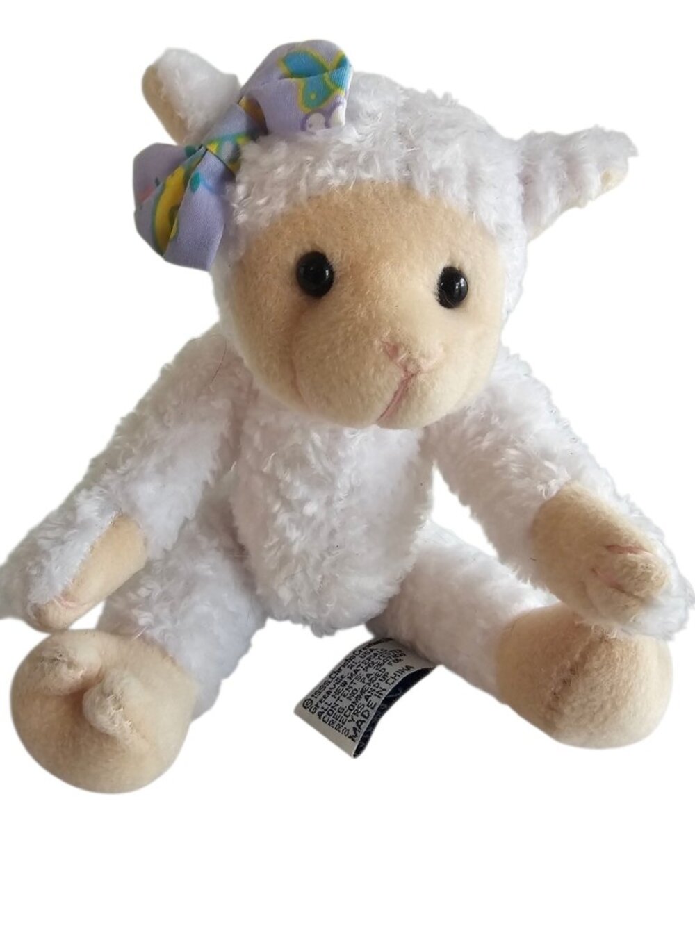 Chrisha Playful Plush 8 Inch Lamb Jointed Legs Stuffed Animal Easter Bow